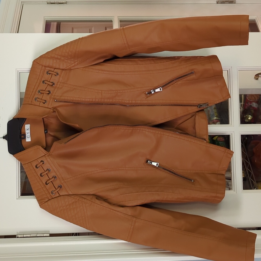 Faux leather moto jacket